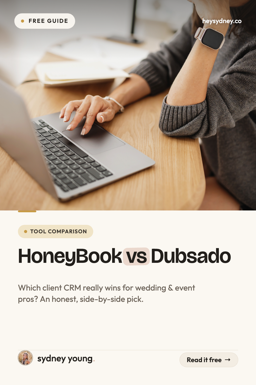 Pinterest pin — HoneyBook vs Dubsado